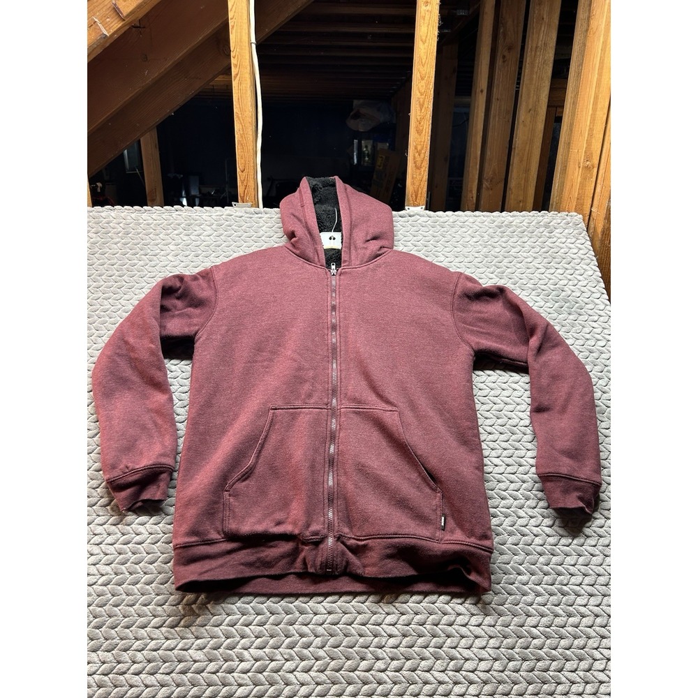 Berne Workwear Youth XL 18-20 Sherpa Lined Full Zip Hoodie Burgundy